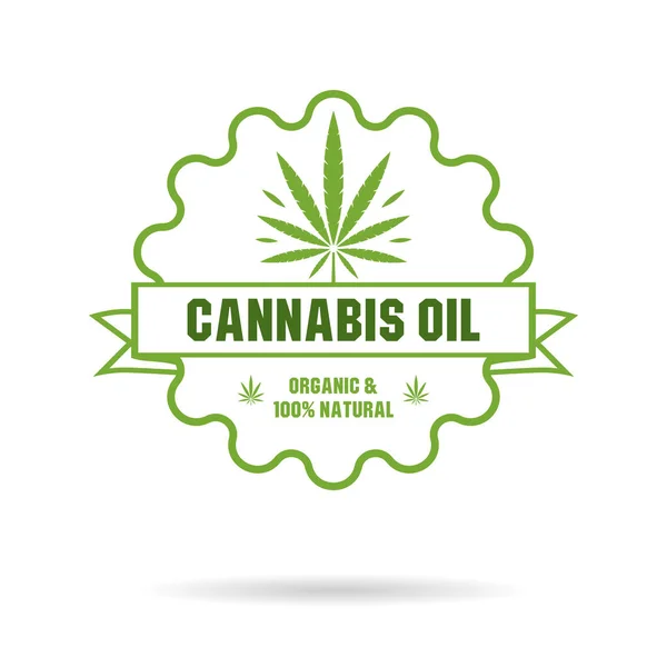Marihuana-Blatt. medizinisches Cannabis. Hanföl. Cannabis-Extrakt. Symbol Produkt-Etikett und Logo-Grafik-Vorlage. isolierte Vektorabbildung. — Stockvektor