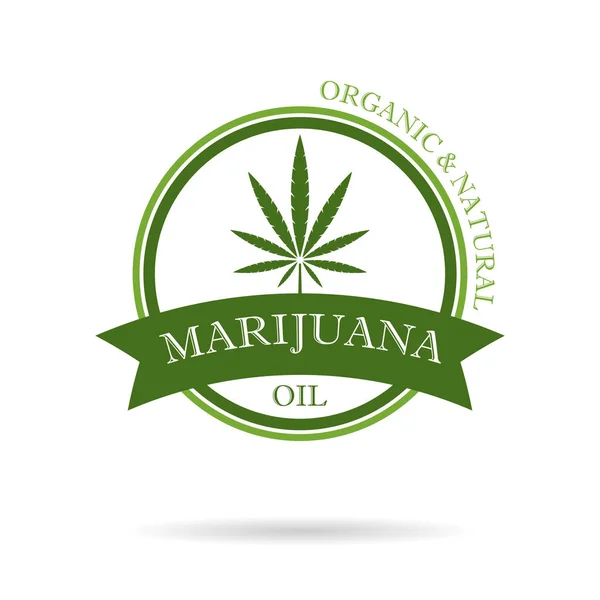 Marijuana leaf. Medical cannabis. Hemp oil. Cannabis extract. Icon product label and logo graphic template. Isolated vector illustration. — Stock Vector