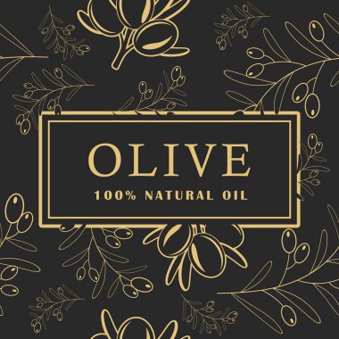 Yaprakları koyu arka plan üzerine zeytin. Seamless modeli. Vektör çizim.