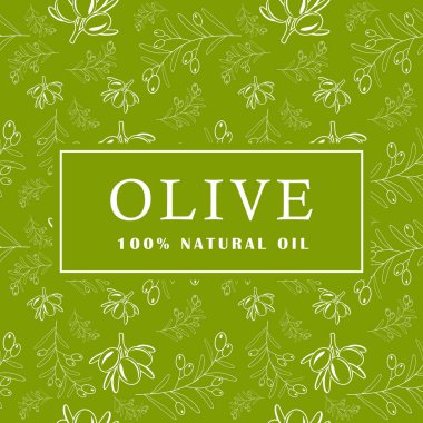 Zeytin yeşil renkli yapraklarda ile. Seamless modeli. Vektör çizim.