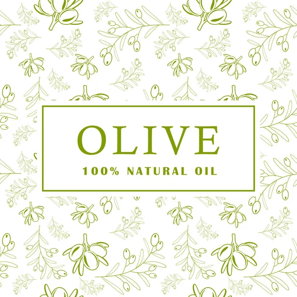 Oliv mit Blättern auf weißem Hintergrund. nahtloses Muster. Vektorillustration. — Stockvektor