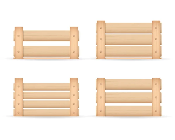 유지 하는 야채와 과일에 대 한 현실적인 나무 상자입니다. 흰색 배경에 고립. 스토리지 및 식품의 수송을 위한 상자입니다. 벡터 일러스트 레이 션. — 스톡 벡터