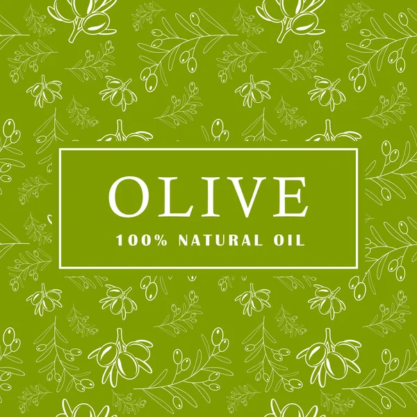 Oliven mit Blättern auf grünem Hintergrund. nahtloses Muster. Vektorillustration. — Stockvektor
