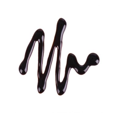 Çikolata şurubu izole üzerinde beyaz arka plan damla. Üstten Görünüm.