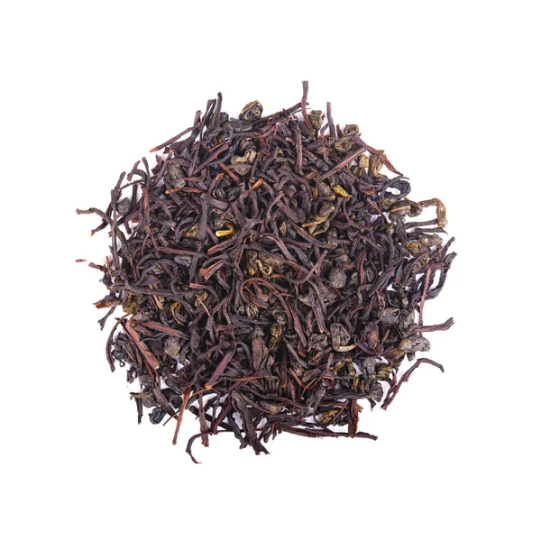 Zwarte Ceylon thee met Zuurzak, geïsoleerd op witte achtergrond. Bovenaanzicht. — Stockfoto