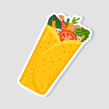 Geleneksel Meksika börek. Baharatlı lezzetli börek logo restoran veya cafe tasarımı için. Meksika yemeği. Vektör çizim.