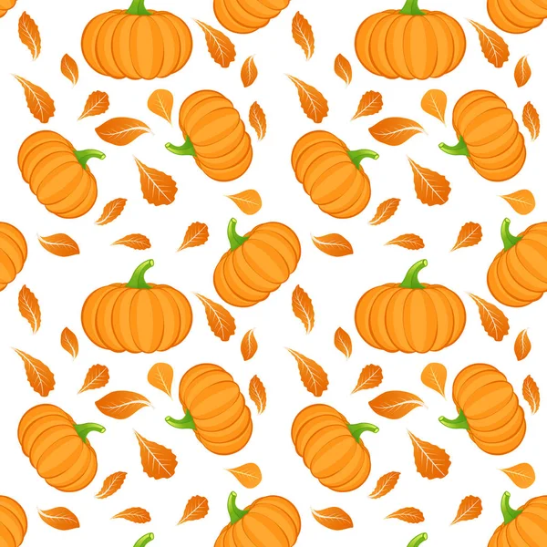 Motif sans couture sur fond blanc avec citrouille orange. Légume à la citrouille. Fond d'automne. Illustration vectorielle . — Image vectorielle