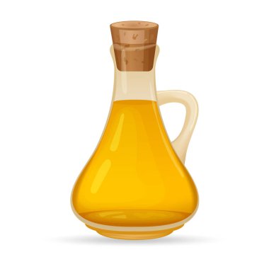Carafe yağ ile, beyaz arka plan üzerinde izole. Yağ ile cam sürahi. Vektör çizimi.
