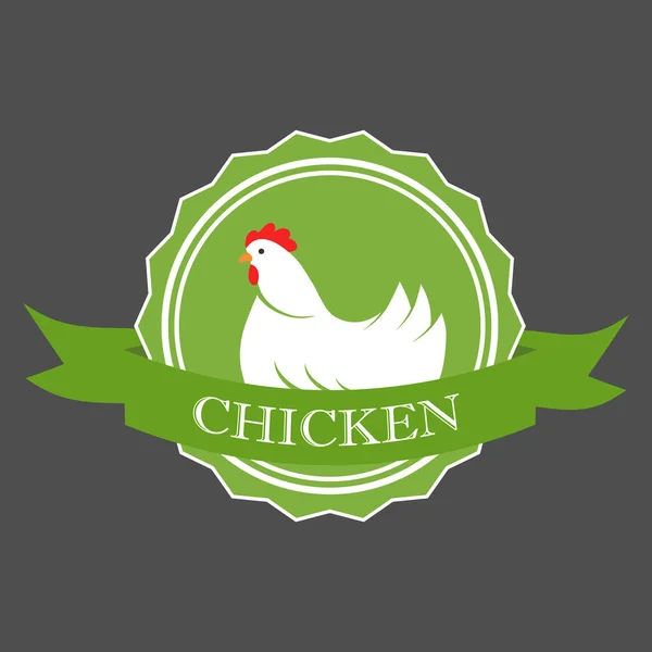 Premium chicken logo. Labels, badges and design elements. Organic style. Green eco chicken stickers. Vector Illustration. — Stock Vector