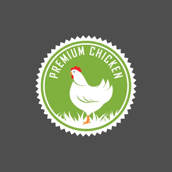Logo pro prémiové kuře. Štítky, odznaky a prvky návrhu. Organický styl. Zelený ekokuřecí nálepky. Vektorová ilustrace. — Stockový vektor