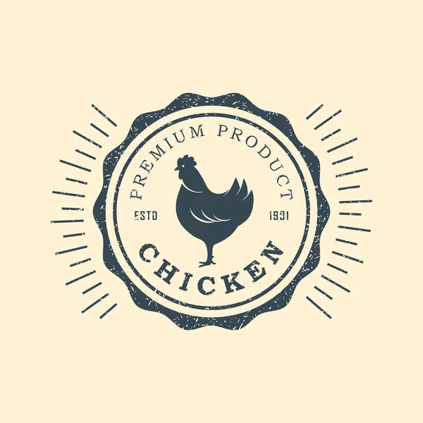 Logo ayam premium. Label, lencana dan elemen desain. Gaya retro. Ilustrasi Vektor . - Stok Vektor