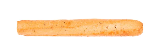 在白色背景上隔离的面包棒。Grissini，意大利面包棒与洋葱和香草。顶部视图. — 图库照片