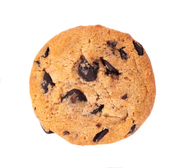 Çikolatalı kurabiye beyaz arka plan üzerinde izole. Çikolata damlalı kurabiyeler. Tatlı bisküviler. Ev yapımı pasta. Üstte görüntü.