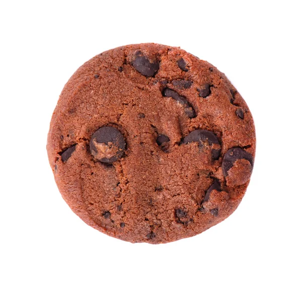 Double Chocolate Chip Cookies isoliert auf weißem Hintergrund. Kekse mit Schokotropfen. Süße Kekse. hausgemachtes Gebäck. Ansicht von oben. — Stockfoto