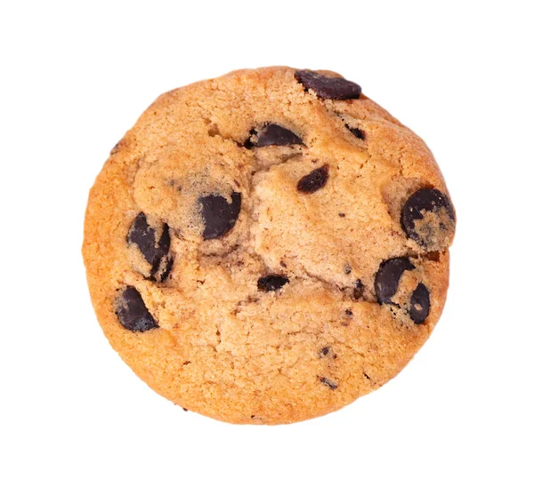 Chocolate chip cookie isolated on white background. Cookies with chocolate drops. Sweet biscuits. Homemade pastry. Top view. — Stock Photo, Image