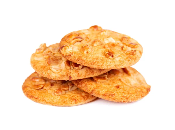 Печиво з арахісом ізольоване на білому тлі. Печиво з горіхами та карамеллю. Солодке печиво. Домашнє тістечко . — стокове фото