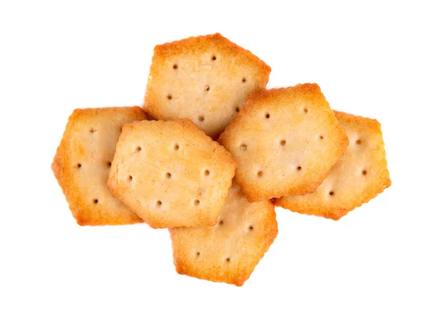 Cracker Isolato Sfondo Bianco Biscotti Cracker Secco Isolati Spuntini Salati — Foto Stock