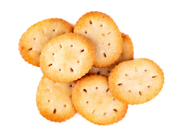 Cracker Isoliert Auf Weißem Hintergrund Trockene Cracker Cookies Isoliert Salzige — Stockfoto