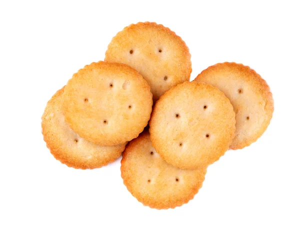 Cracker Isolado Fundo Branco Biscoitos Biscoitos Secos Isolados Petiscos Salgados — Fotografia de Stock