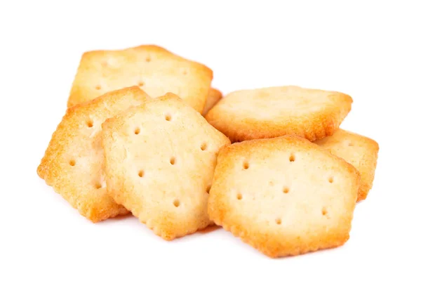 Cracker Isolado Fundo Branco Biscoitos Biscoitos Secos Isolados Petiscos Salgados — Fotografia de Stock