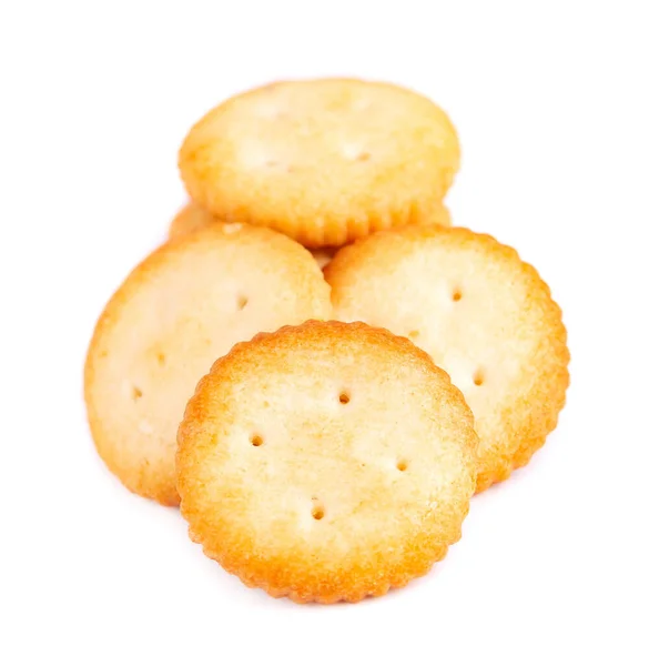 Cracker Isoliert Auf Weißem Hintergrund Trockene Cracker Cookies Isoliert Salzige — Stockfoto