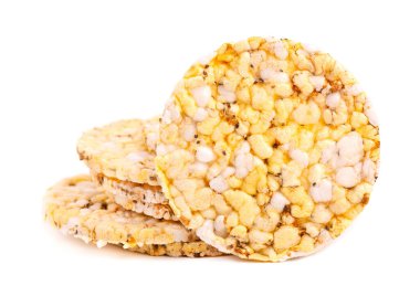 Chia tohumlu çıtır ekmek ve kekik otu, beyaz arka planda izole edilmiş. Millet cipsi. Düşük kalorili diyet yiyecekler.