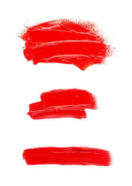 Yağ lekesi beyaz arka planda izole edilmiş. Soyut akrilik fırça darbelerinin koleksiyonu.