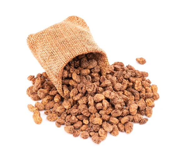 Tigernuts Small Burlap Sack Isolated White Background Chufa Nuts Tiger — Stock Photo, Image