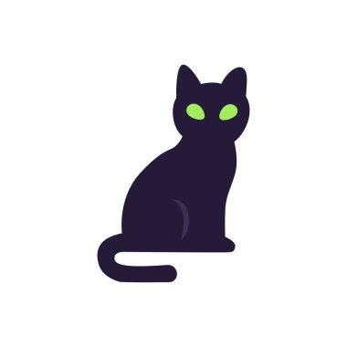 Düz Vektör Kara Kedi Cadılar Bayramı Simgesi