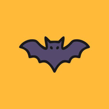 Cadılar Bayramı uçan yarasa vektörü, düz stil karanlık korkunç hayvan ikonu, korku partisi grafikleri, tatil şablonları ve neşeli ürkütücü çizimler için uygun