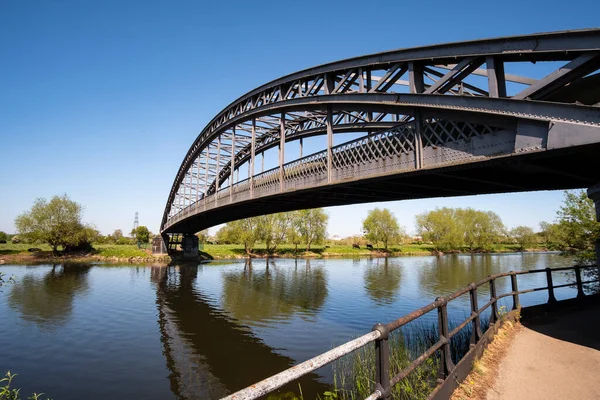 Steel Arched River Bridge — Stock Photo, Image