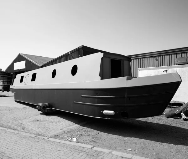 New canal narrow boat at a boat yard