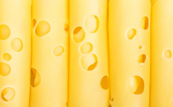 Rolls Thin Sliced Emmental Cheese — Stock Photo, Image