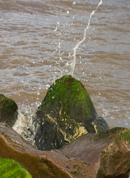 Roca Fálica Con Agua Salpicada —  Fotos de Stock