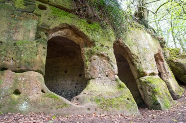 Dale Abbey, Derbyshire, İngiltere 'deki Münzevi Mağarası.