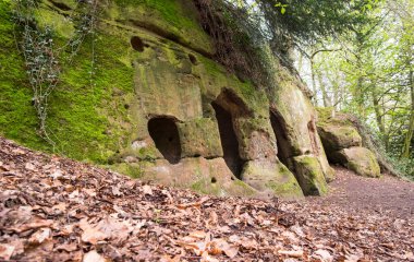 Dale Abbey, Derbyshire, İngiltere 'deki Münzevi Mağarası.