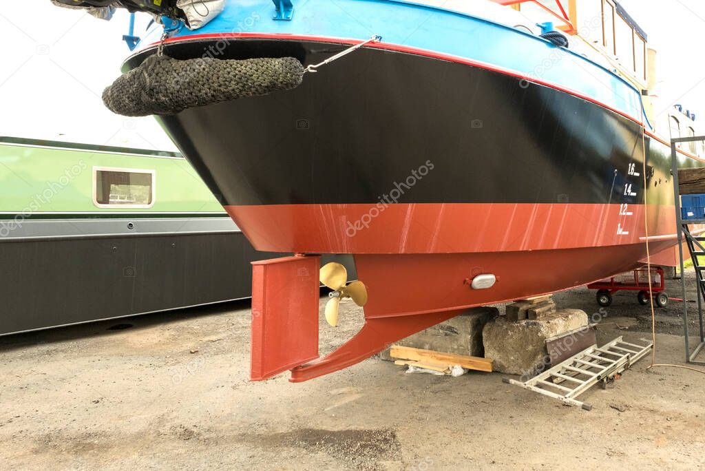 New ship showing rudder and propeller