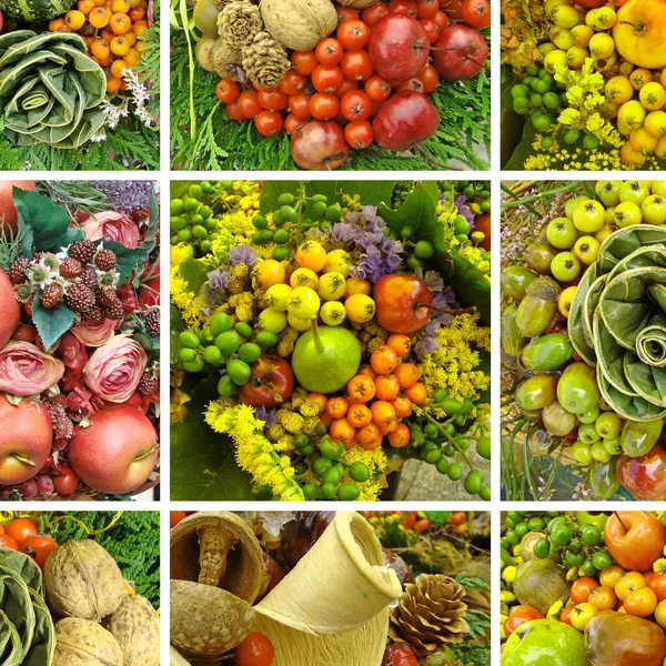 Porciones Cuadradas Fruta Fresca Verduras — Foto de Stock