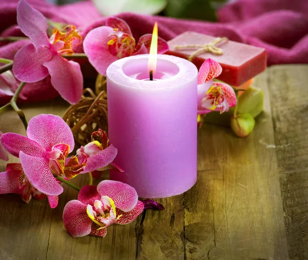Spa pink candle set up example