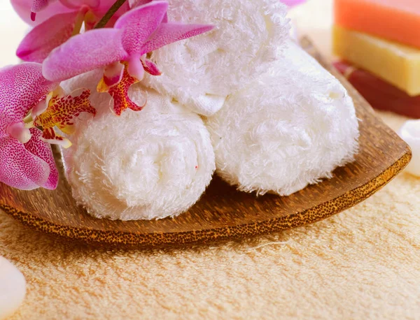 Soft Rolled Spa Towels — Stock Photo, Image