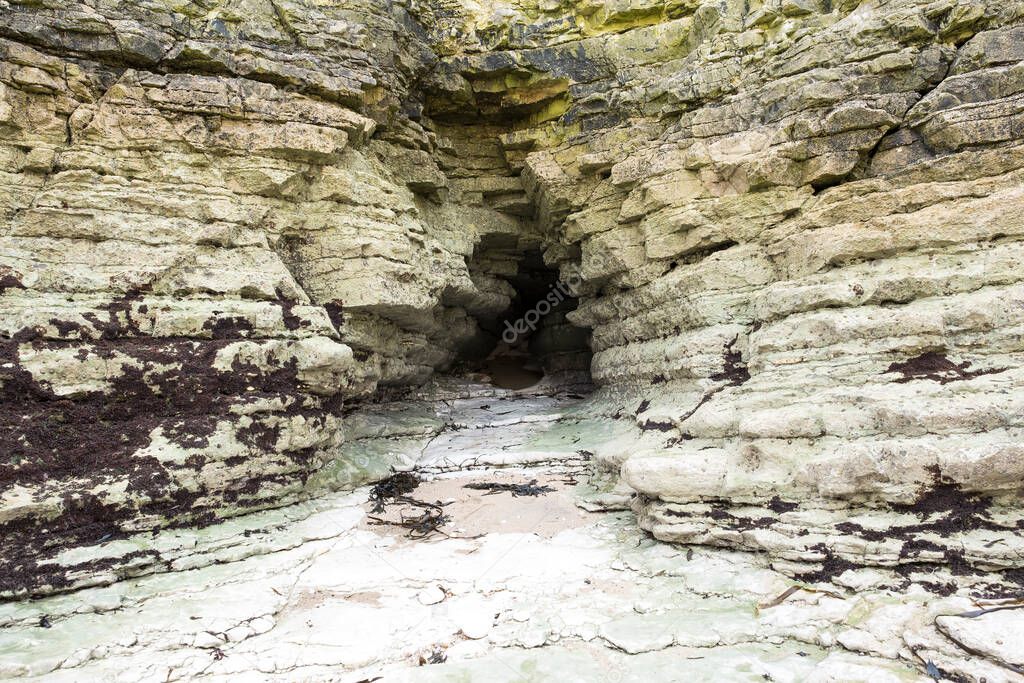 Smugglers cave in a chalk cliff