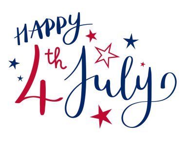 4 Temmuz Kart Şablonu 'nuz kutlu olsun, basit vektör çizimi