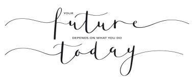 Geleceğiniz ne yaptığınıza bağlı beyaz arkaplanda izole edilmiş roday harfleri