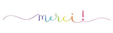 MERCI! rainbow brush calligraphy banner clipart