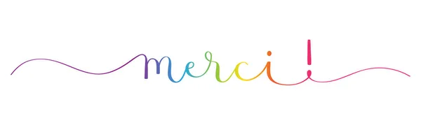 Merci Bannière Calligraphie Brosse Arc Ciel — Image vectorielle