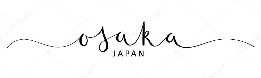 OSAKA, JAPAN black vector brush calligraphy banner with swashes
