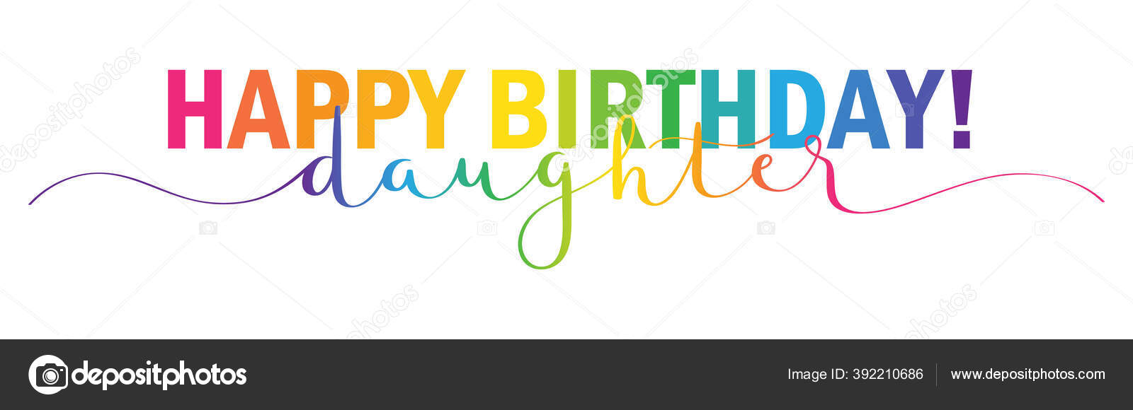 Happy Birthday Daughter Rainbow Colored Vector Mixed Typography ...