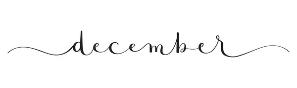 December Black Vector Brush Calligraphy Banner — Stock Vector