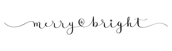 Merry Bright Zwarte Vector Borstel Kalligrafie Banner Met Swash — Stockvector