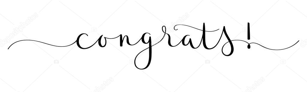 CONGRATS! vector brush calligraphy banner with swashes